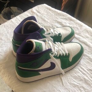 Nike Air Jordan 1 Mid Green Purple Sneakers